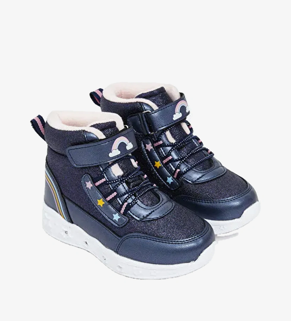 Bağcıklı ve Cırt Cırtlı Tabanı Işıklı Kız Bebek Bot - Görsel 1