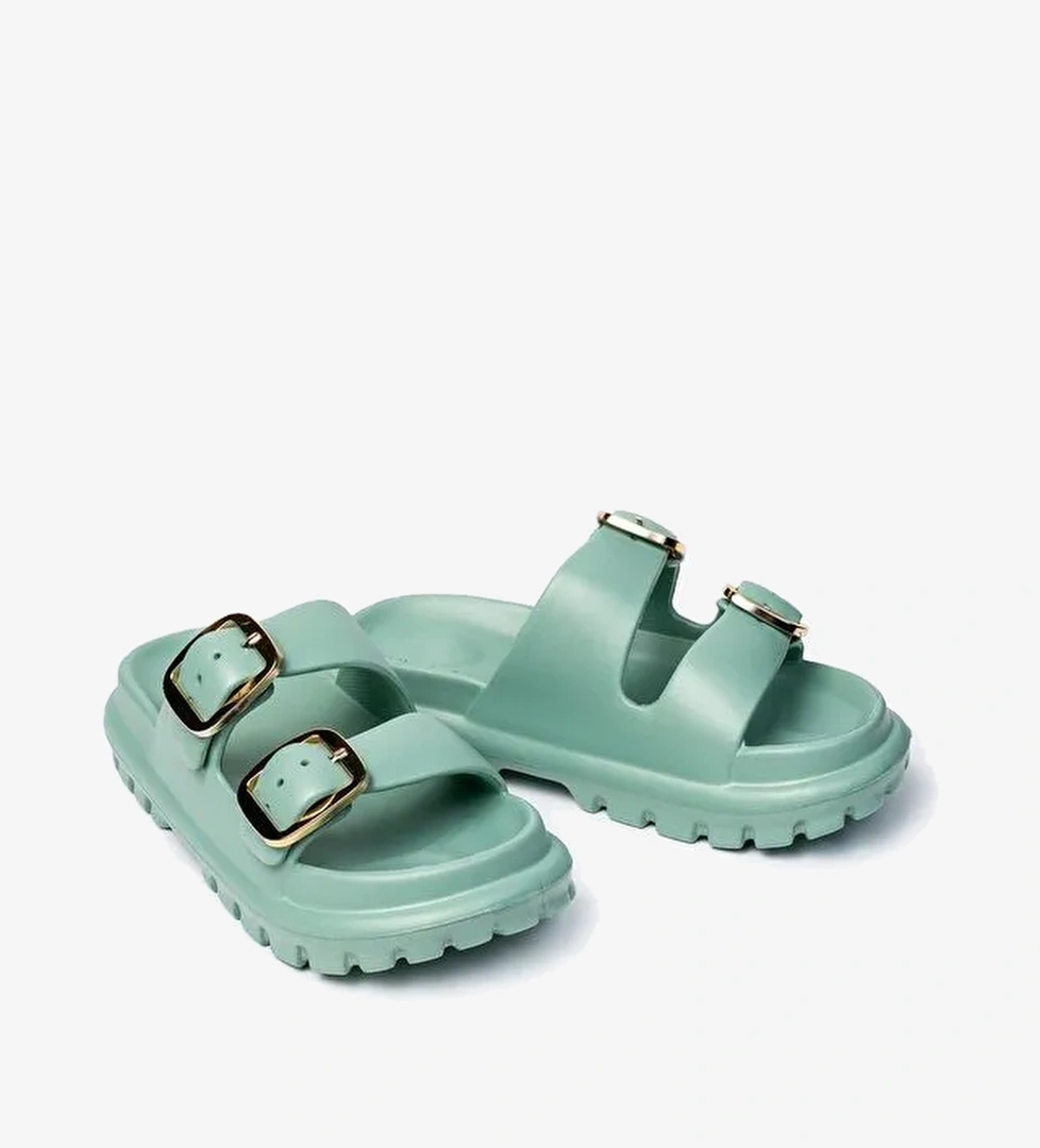 Çift Tokalı Kadın Eva Kalın Taban Terlik - Görsel 1