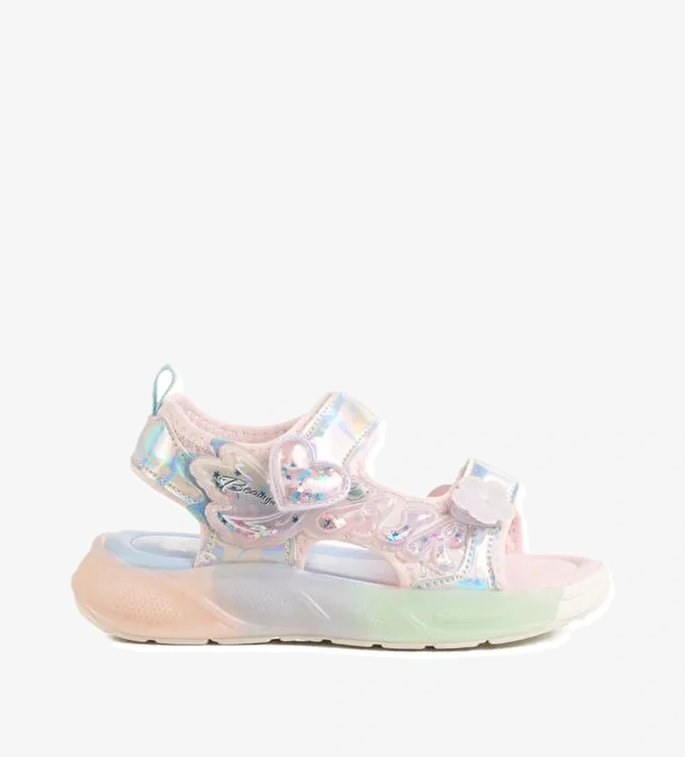 Gümüş Cırtlı Işıklı Anatomik Kız Çocuk Sandalet 1946 P