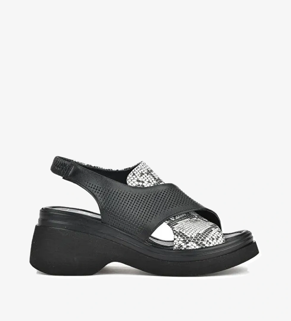 Kadın Hakiki Deri Topuklu Sandalet 151992Z64001 Siyah