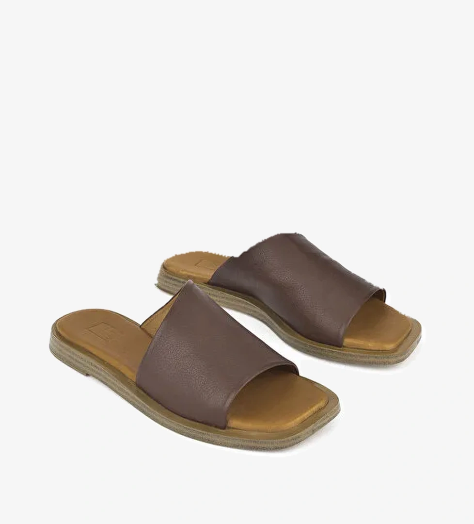 Hakiki Deri Kadın Terlik 1511033ZFATOU Kahve