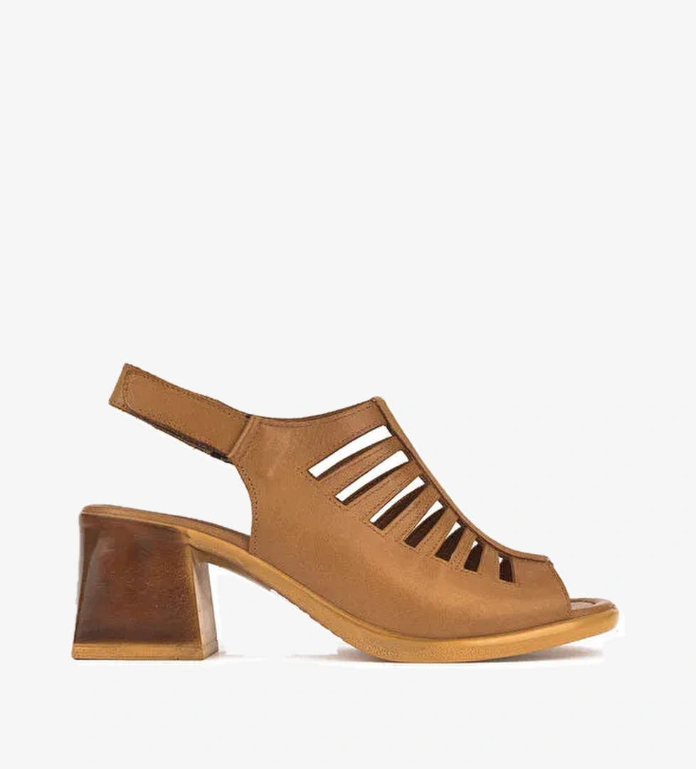 Kadın Hakiki Deri Topuklu Sandalet 151992Z12001 Taba - Görsel 1