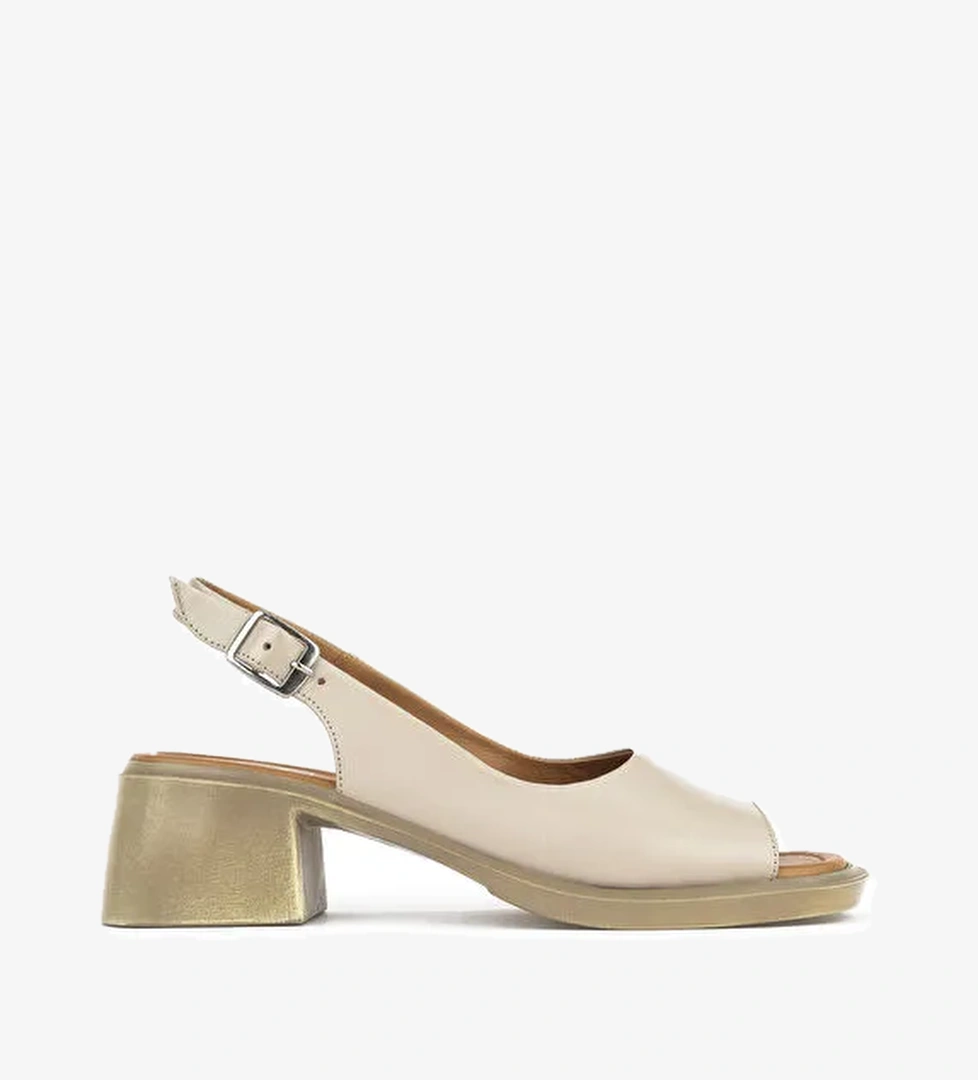 Kadın Hakiki Deri Topuklu Sandalet 151992Z8004 Buz