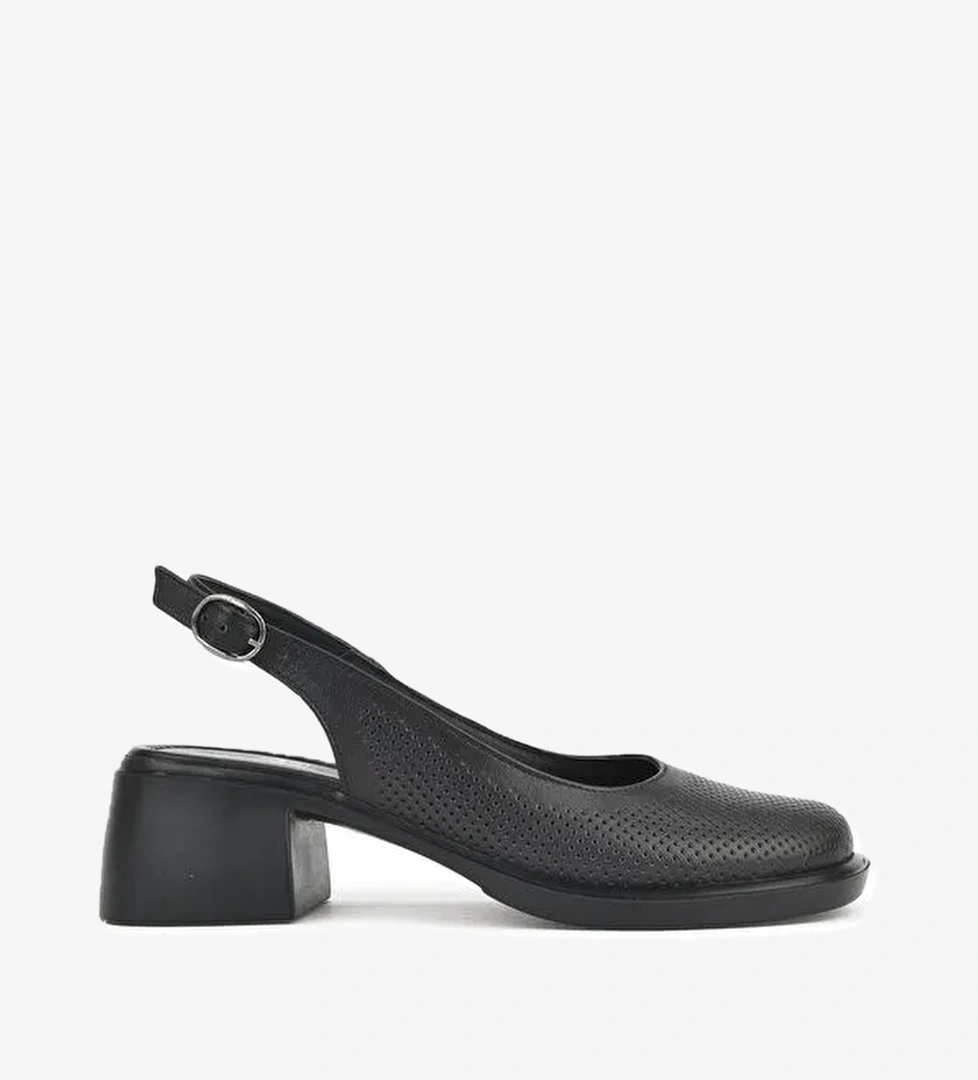 Kadın Hakiki Deri Topuklu Ayakkabı 151992Z8001 Siyah - Görsel 1