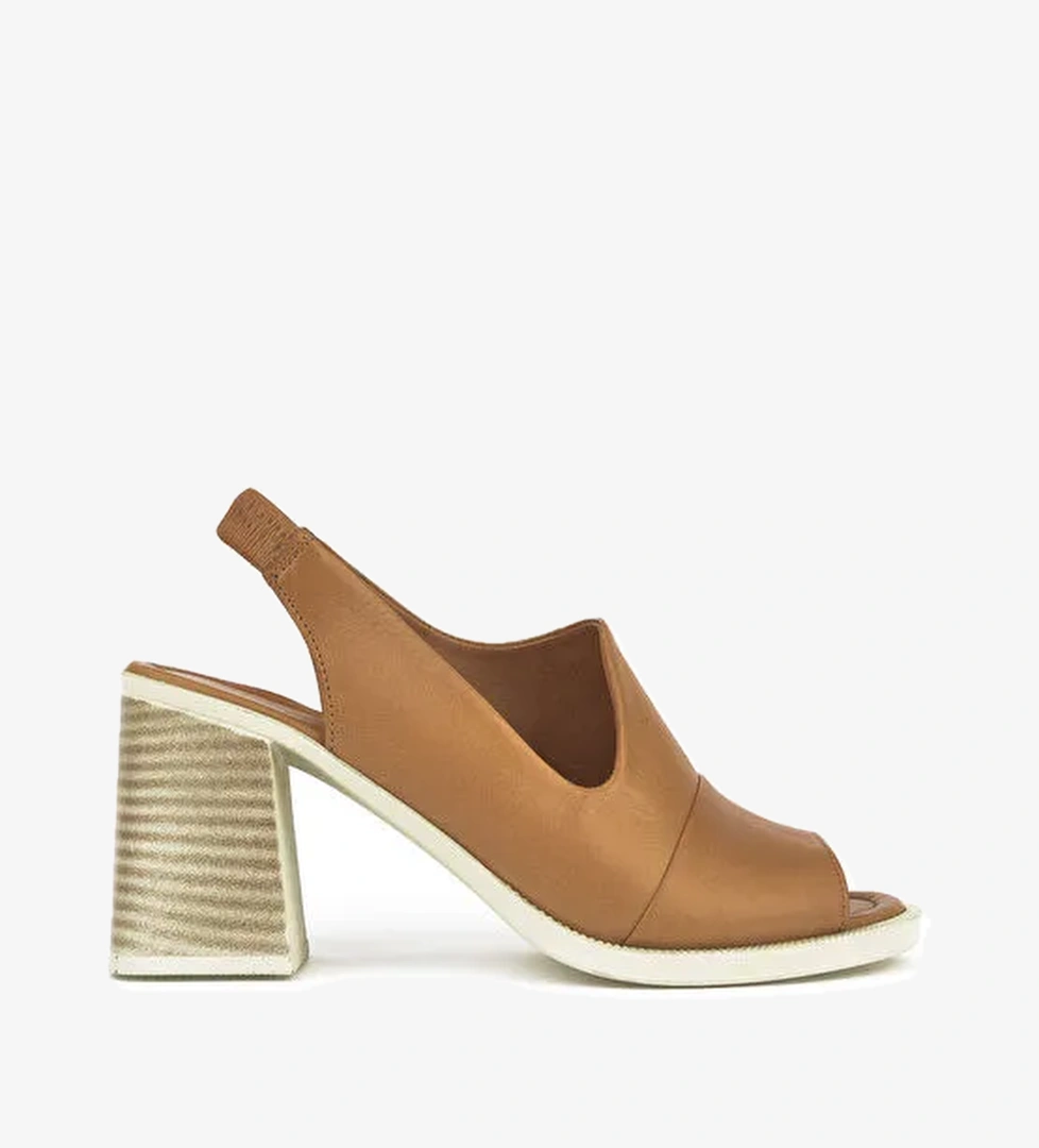 Kadın Hakiki Deri Topuklu Sandalet 151992Z54004 Taba - Görsel 1