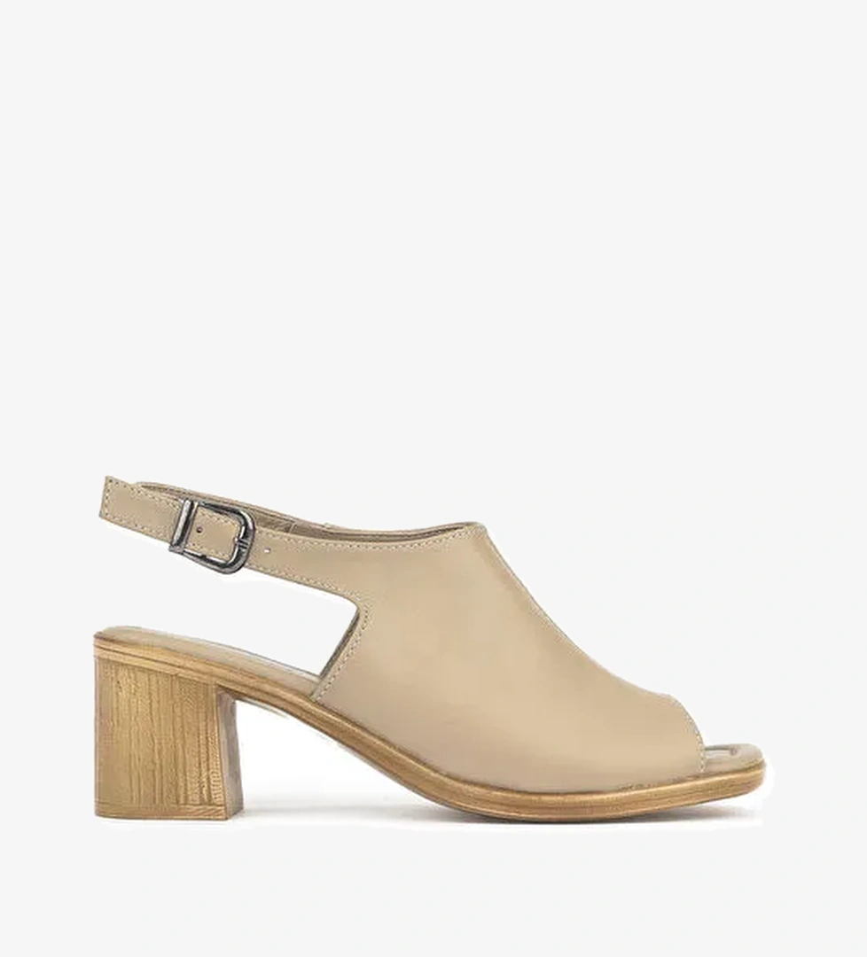 Ziya Ayakkabi Kahverengi Ziya Ayakkabi Hakiki Kadın Deri Topuklu Sandalet