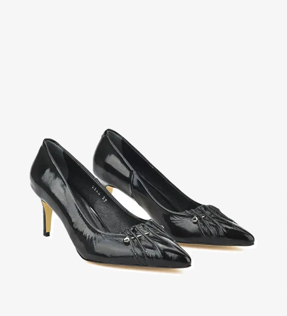 Kadın Hakiki Deri Topuklu Ayakkabı 1511030Z2544 Siyah