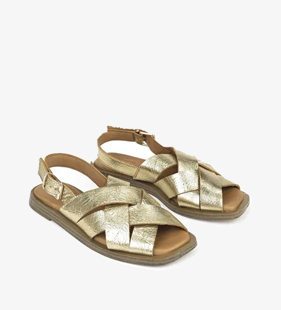 Hakiki Deri Kadın Sandalet 1511033Z25014 Gold - Görsel 1