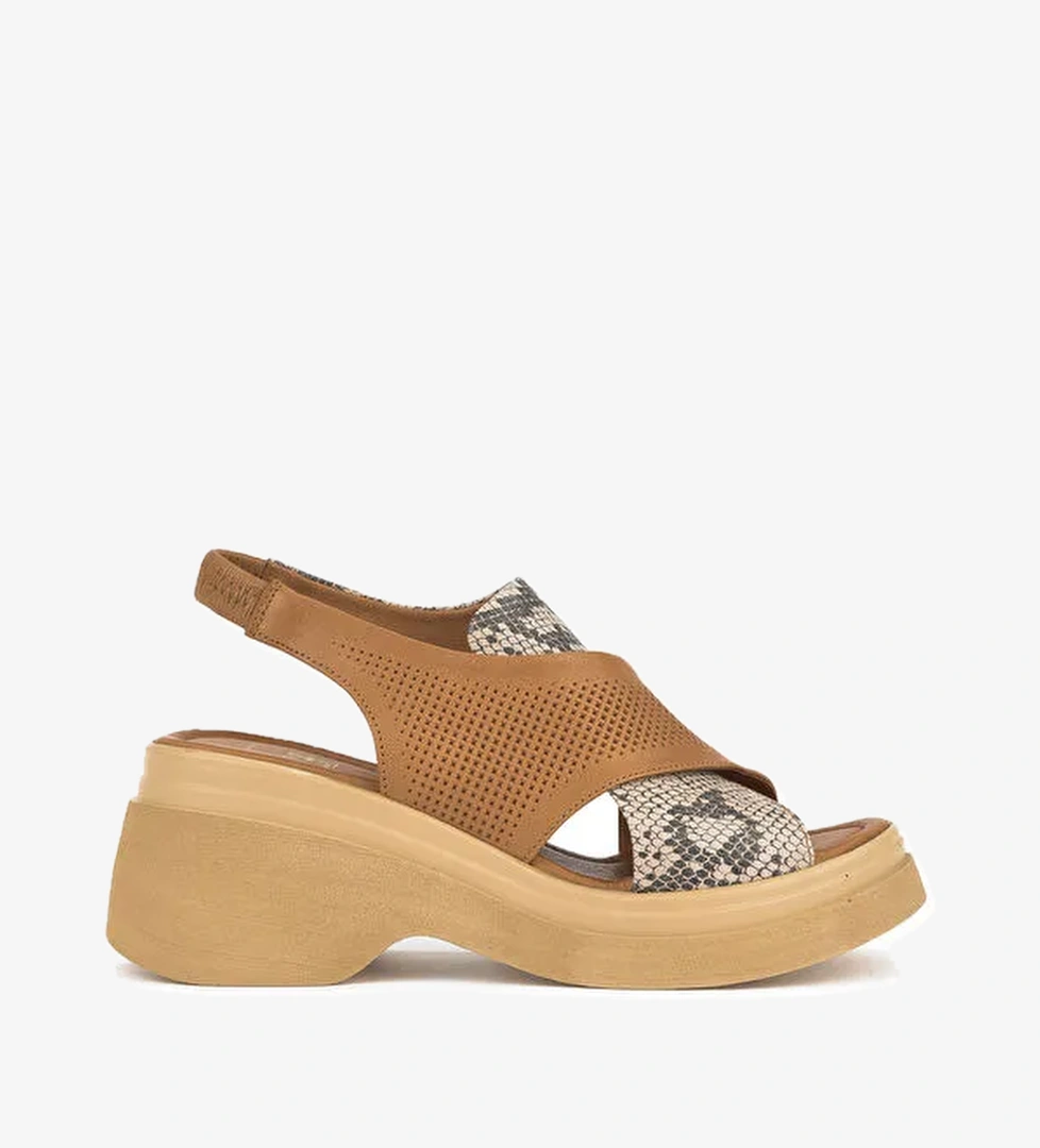 Kadın Hakiki Deri Topuklu Sandalet 151992Z64001 Taba