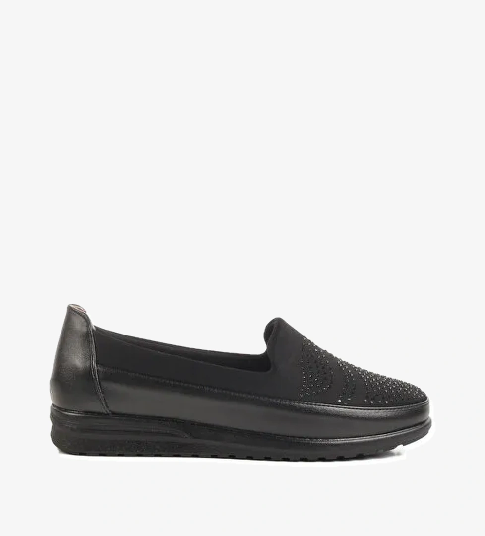 Siyah Hakiki Deri Jel Taban Anatomik Kadın Casual Ayakkabı 230 Z