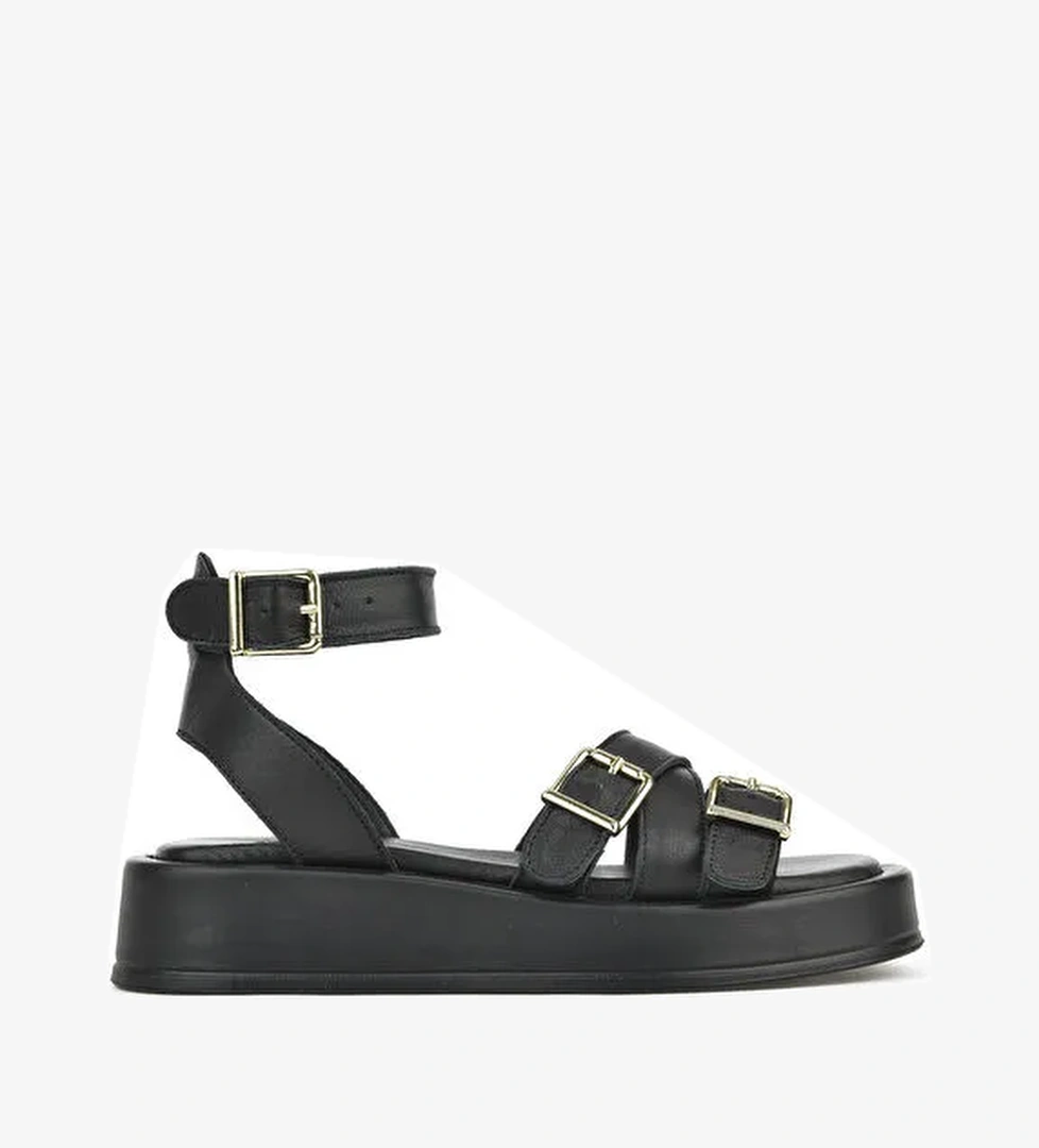 Hakiki Deri Kadın Sandalet 1511033Z23029 Siyah - Görsel 1