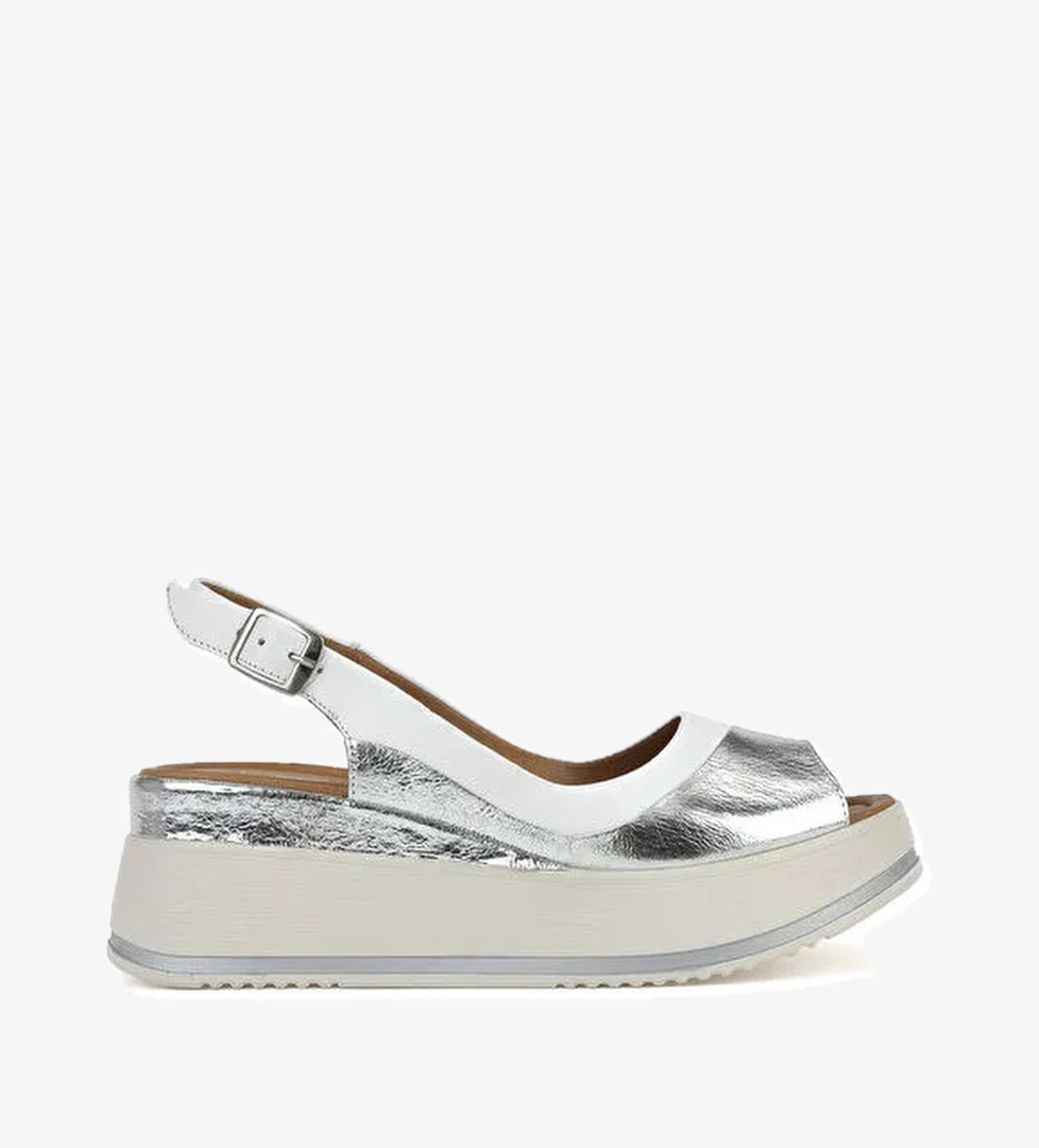 Kadın Hakiki Deri Dolgu Topuk Sandalet 151992Z50020 Beyaz