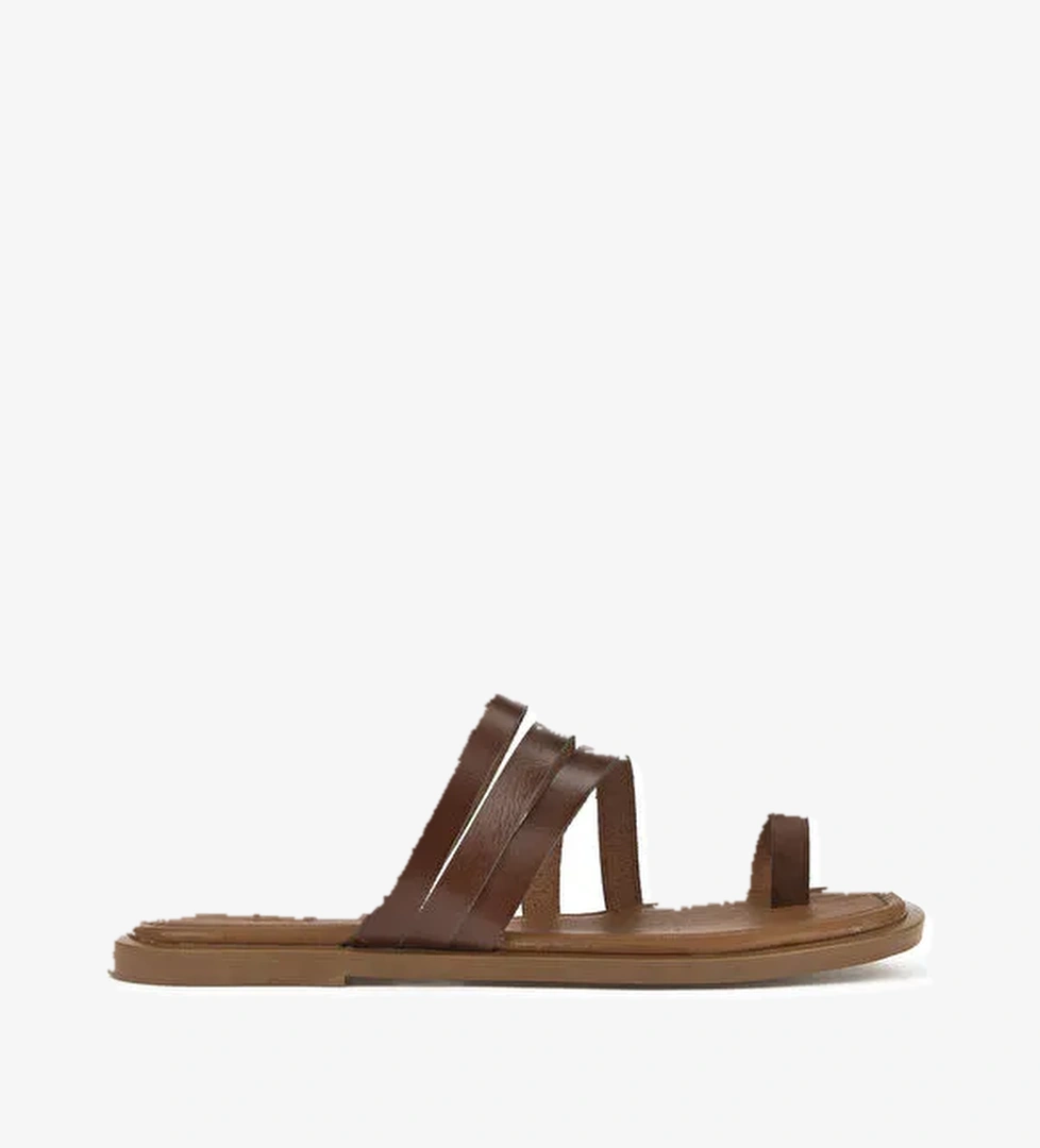 Kadın Hakiki Deri Terlik 1511010Z1018 Kahve - Görsel 1