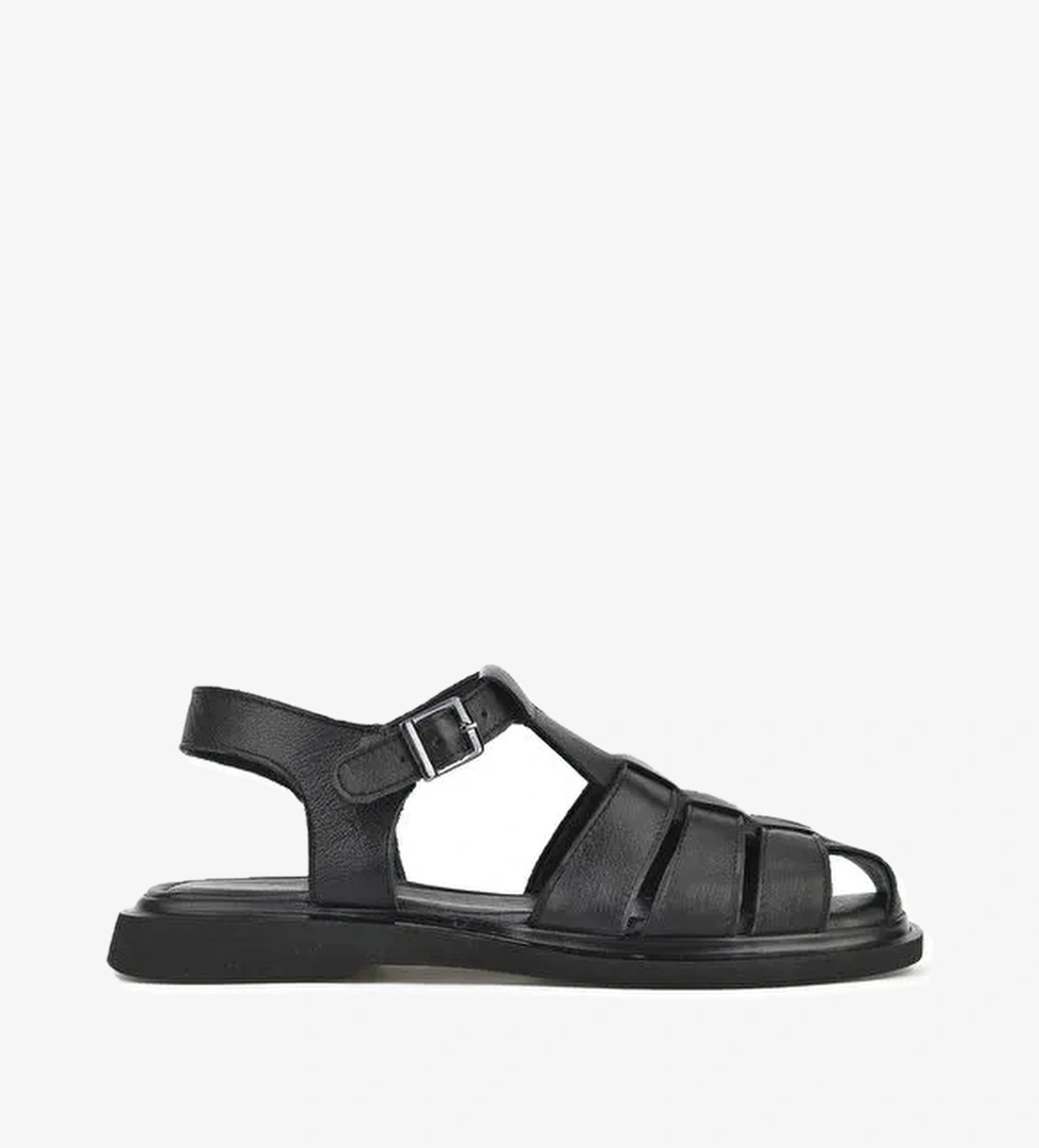 Kadın Hakiki Deri Sandalet 1511047Z600 Siyah - Görsel 1