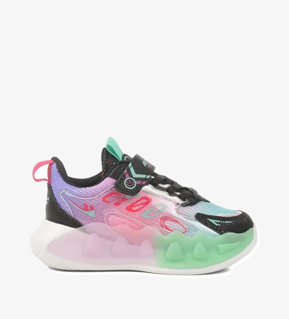 Siyah Fuşya Cırtlı Fileli Kız Çocuk Spor Ayakkabı 2480 P