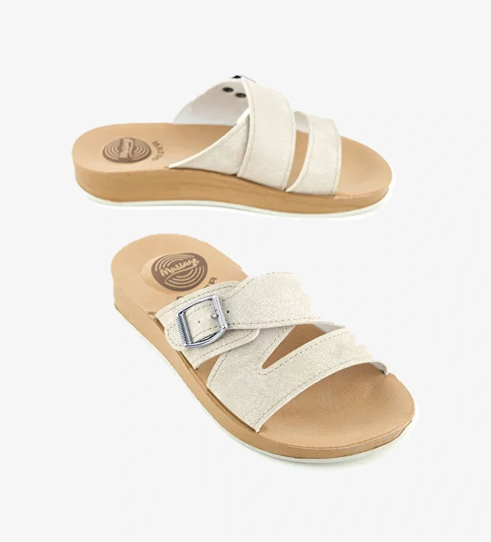 Kadın Yazlık Alt Taban PU Suni Deri Tek Toka Ayarlanabilir Rahat Masaj Taban Günlük Terlik