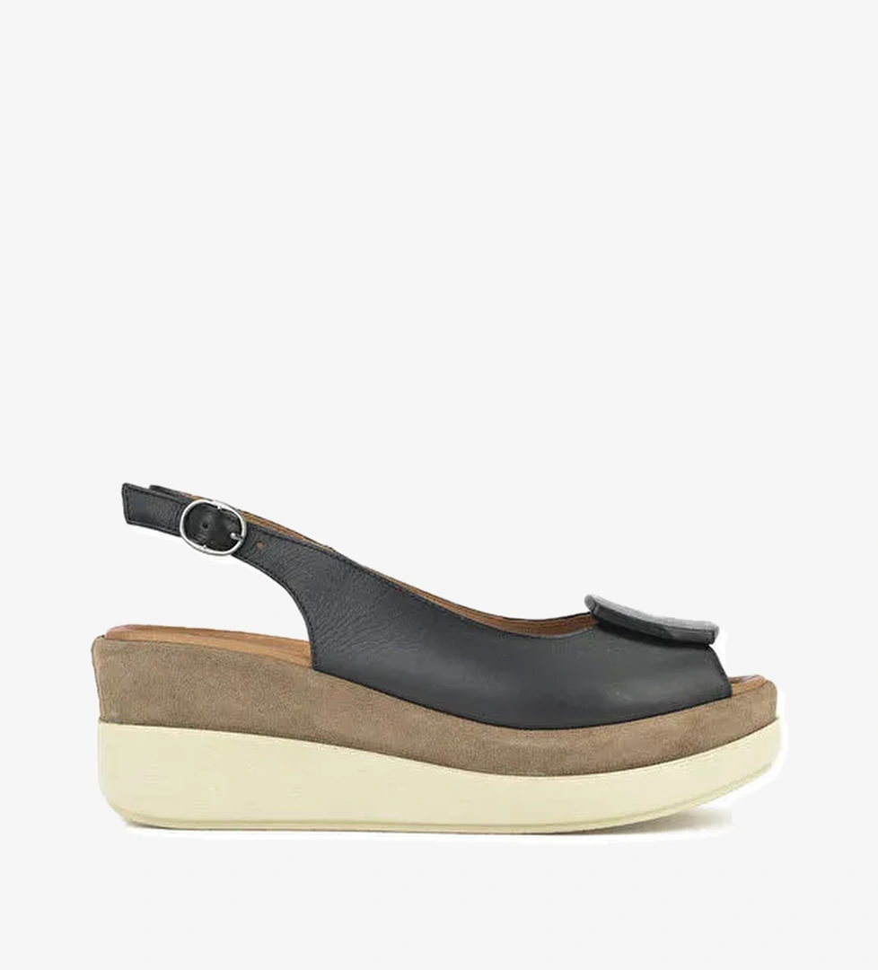 Kadın Hakiki Deri Topuklu Sandalet 151992Z21010S Siyah - Görsel 1