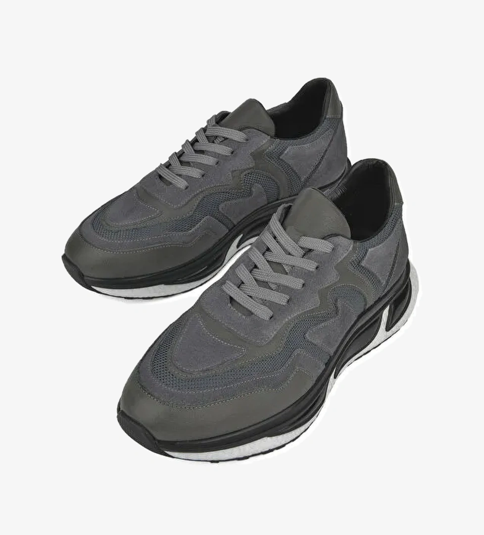 Erkek Hakiki Deri Sneaker 1431042Z8120 Gri - Görsel 1