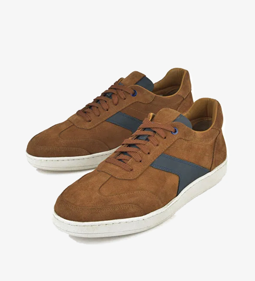 Erkek Hakiki Deri Sneaker 151983ZX30 Taba - Görsel 1