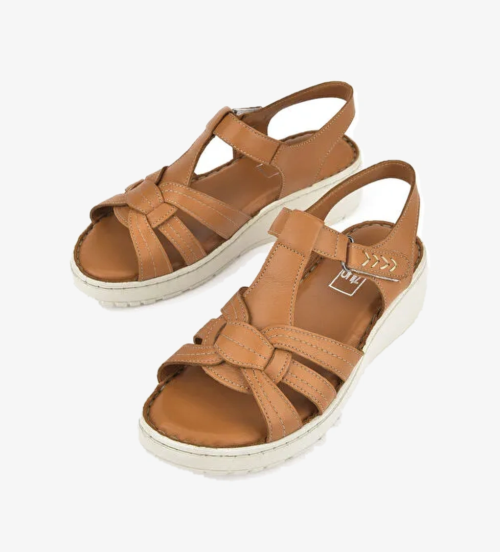 Kadın Hakiki Deri Sandalet 1511048Z501 Taba - Görsel 1