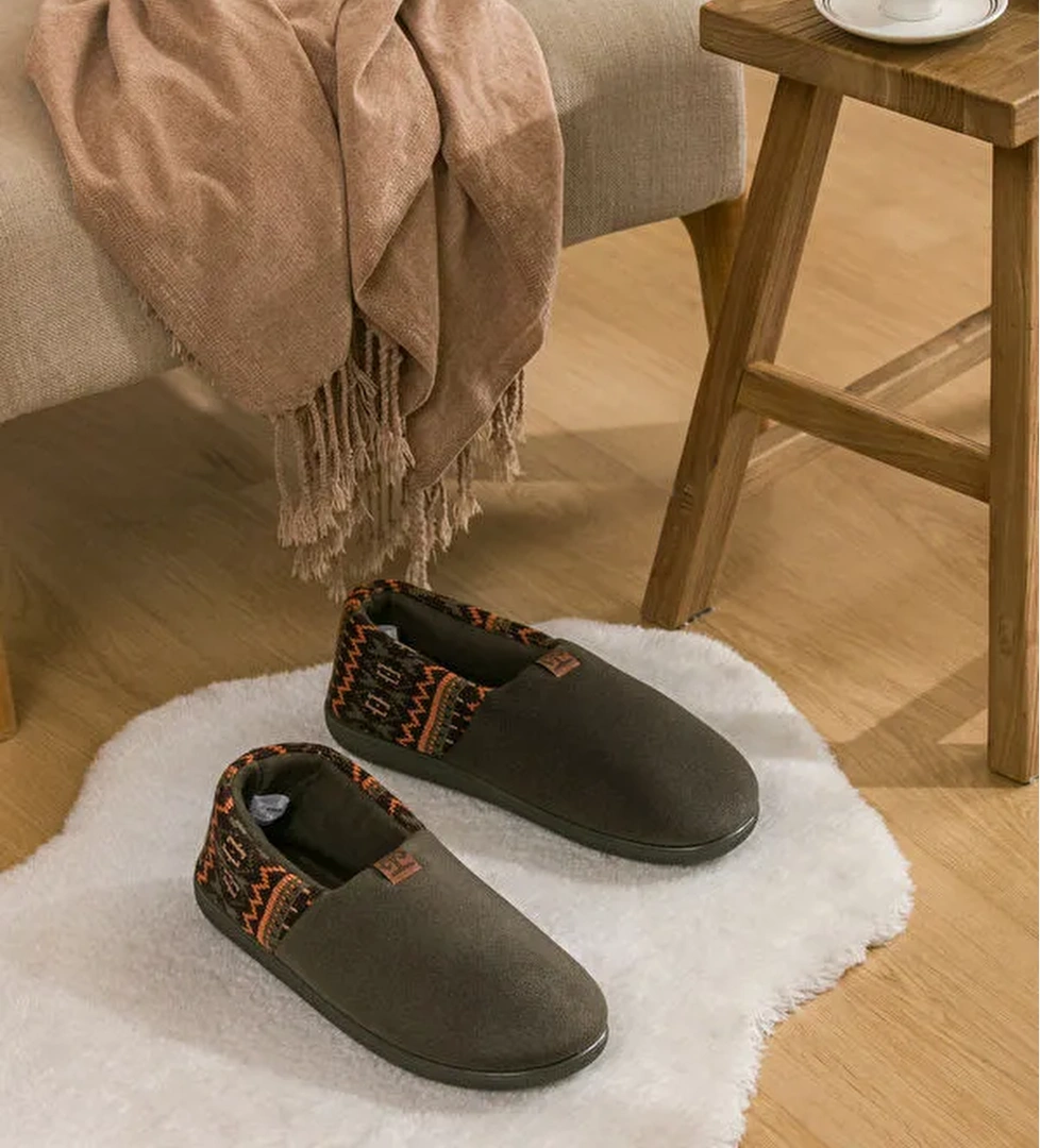 Desenli İçi Pelüş Erkek Ev Botu - Görsel 1