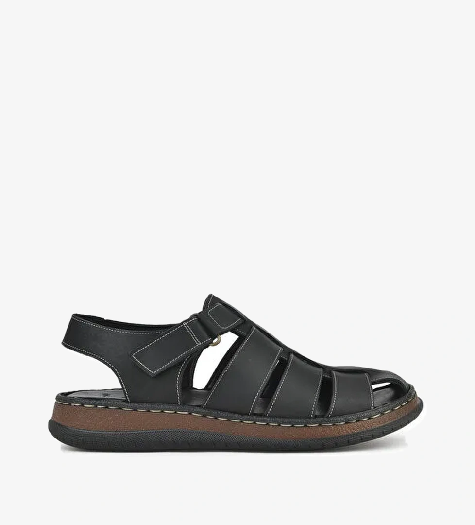 Erkek Hakiki Deri Sandalet 1511045ZS32 Siyah