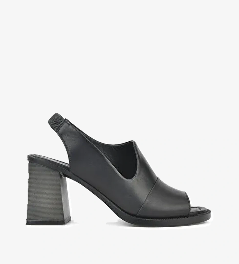 Kadın Hakiki Deri Topuklu Sandalet 151992Z54004 Siyah