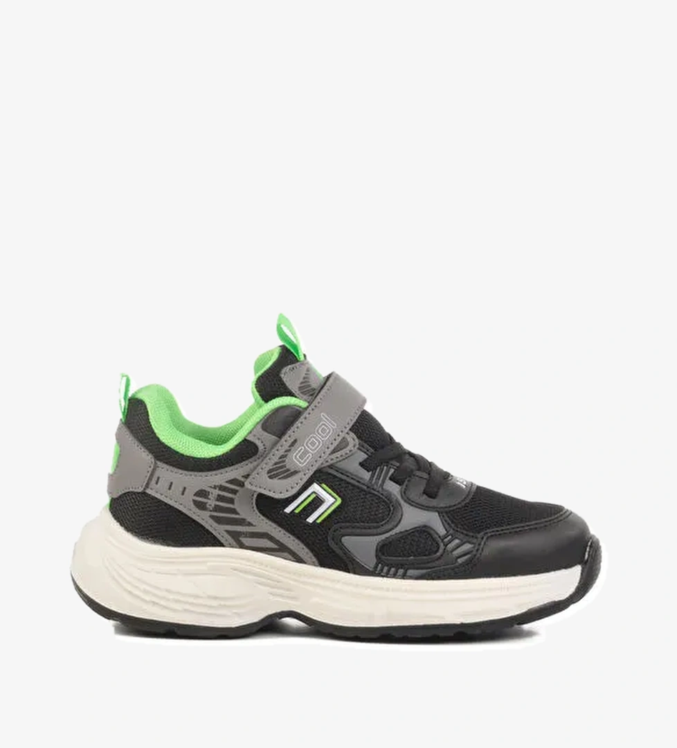 Siyah Cırtlı Fileli Hafif Erkek Çocuk Spor Ayakkabı Dian F