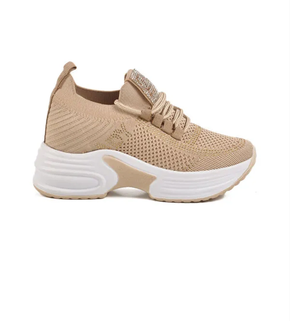 Bej Triko Kalın Taban Kadın Sneaker Lady 5002 Z