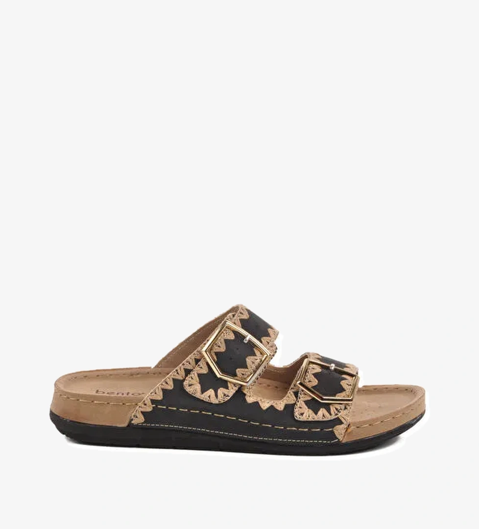 Siyah Anatomik Çift Bantlı Kadın Terlik 41.001 Z