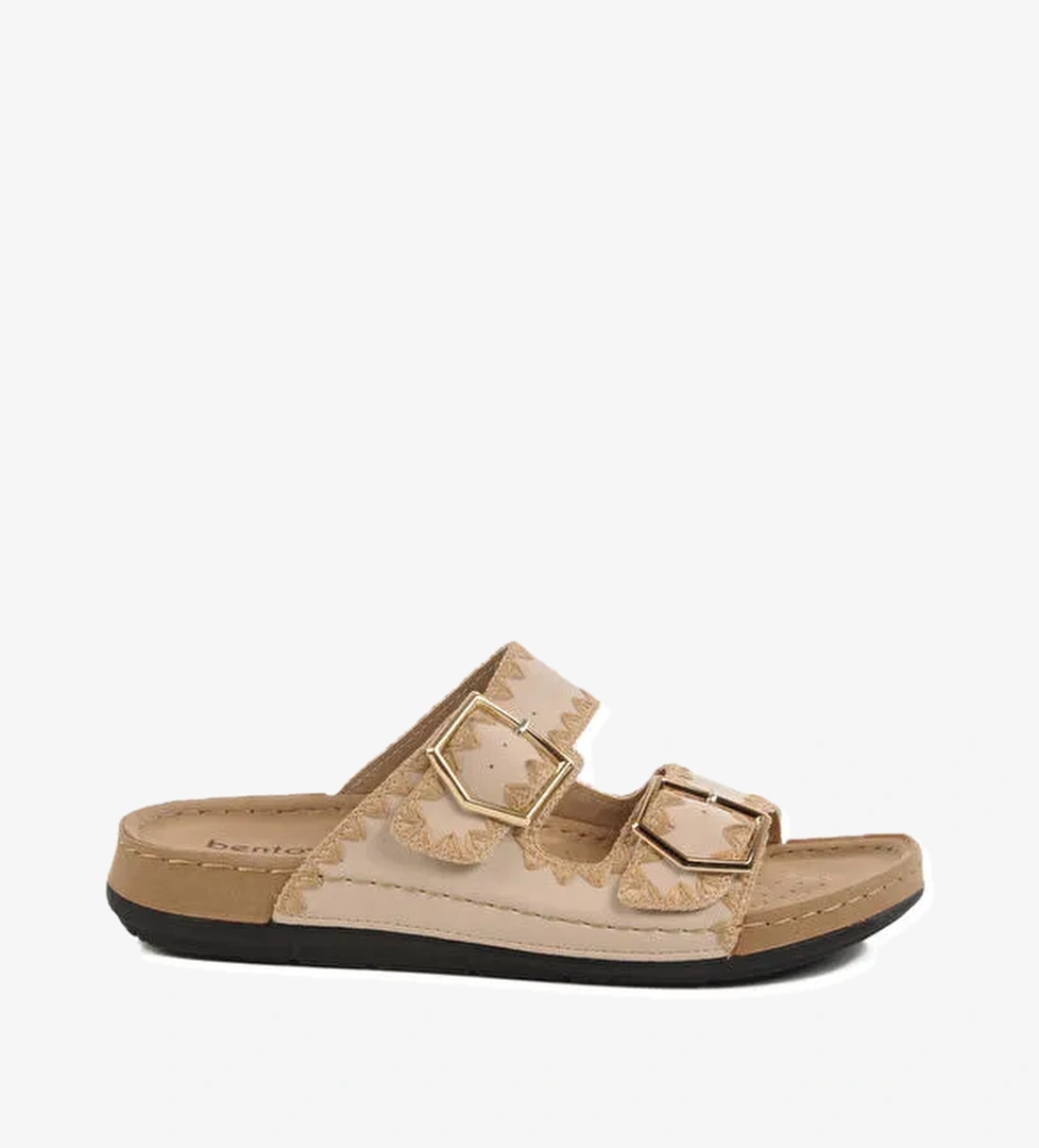 Bej Anatomik Çift Bantlı Kadın Terlik 41.001 Z