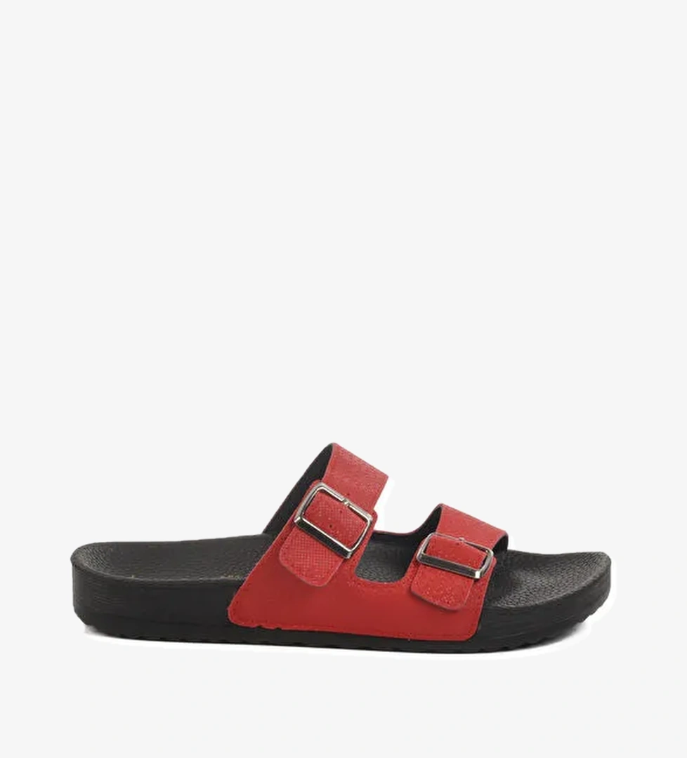 Kırmızı Çift Bantlı Kadın Terlik 43.001 Z