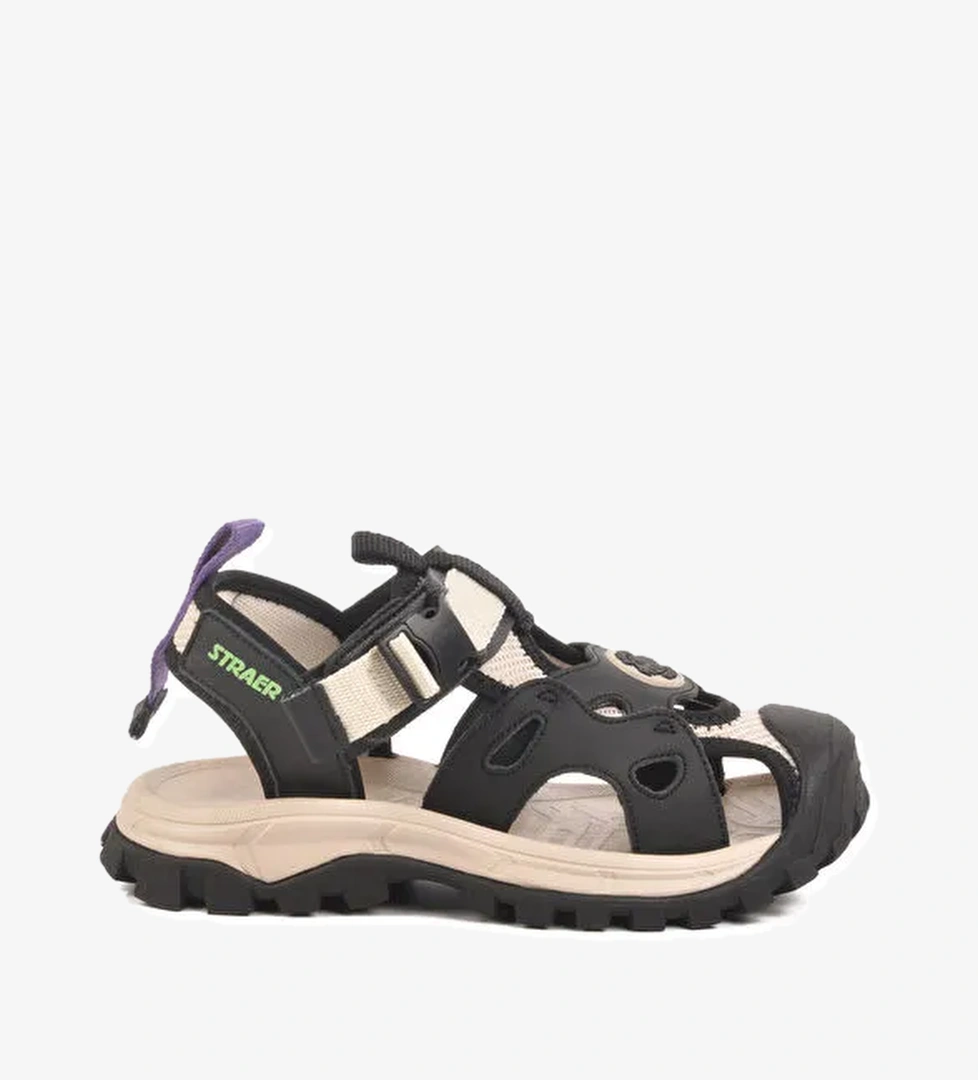 Siyah Cırtlı Hafif Unisex Çocuk Spor Sandalet 25Y614 F