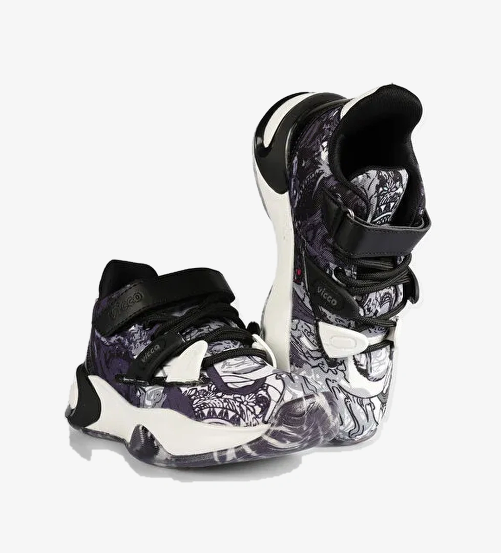 Universe Baskılı Erkek Çocuk Siyah Sneaker - Görsel 1