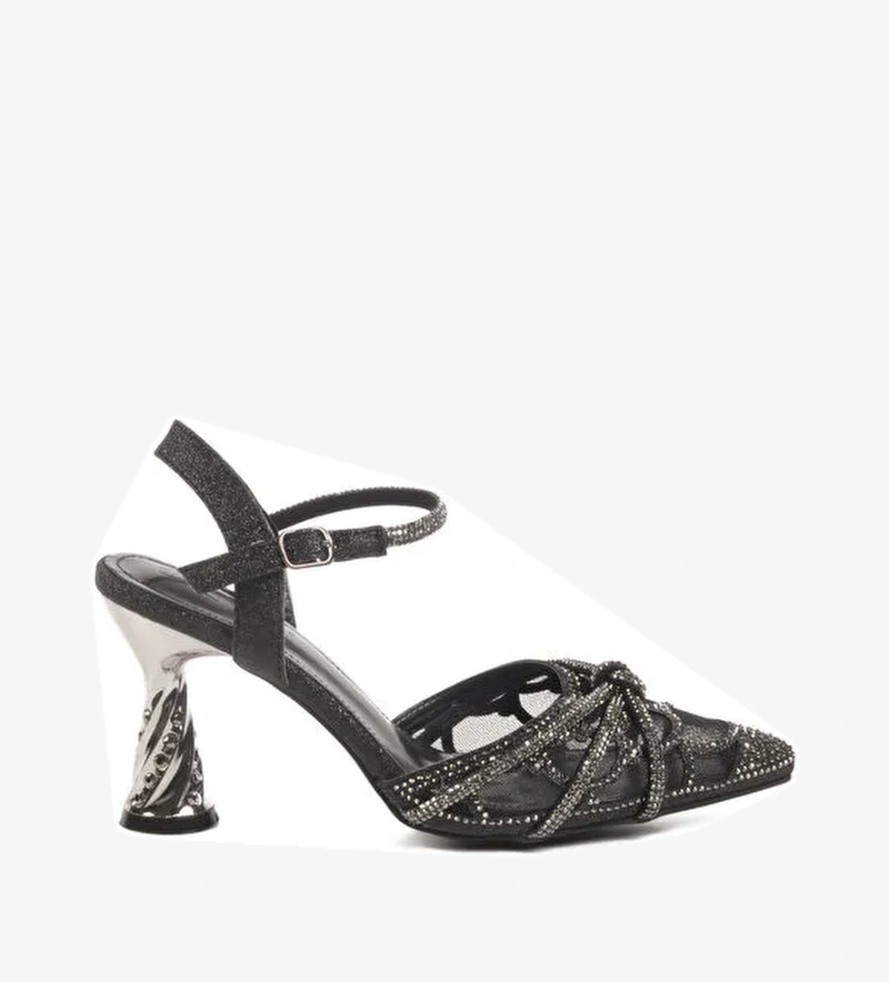 Guja Siyah Guja Ince İşlemeli Kadın Abiye Ayakkabı