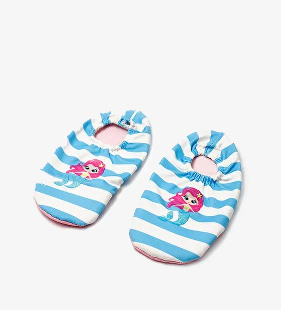 Mavi Deniz Kızı Desenli Kız Çocuk Deniz Ve Havuz Ayakkabısı