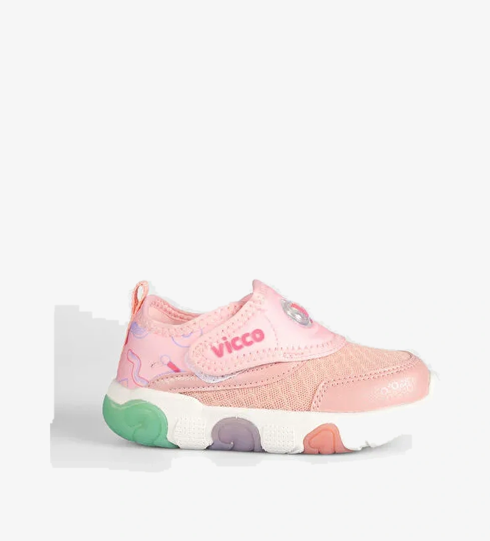 Sort Işıklı Kız Bebek Pudra Spor Ayakkabı - Görsel 1