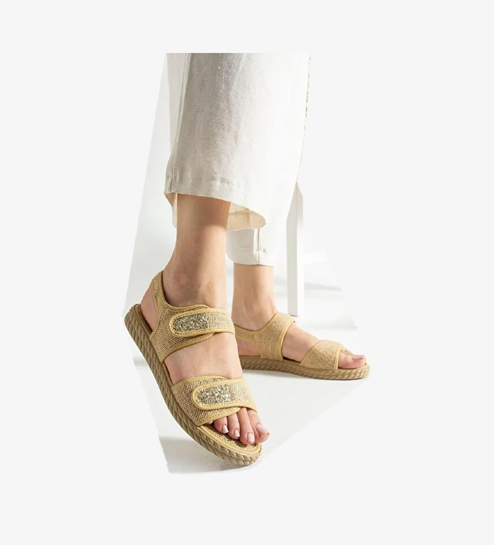 Lossa Hasır Detaylı Bantlı Kadın Sandalet