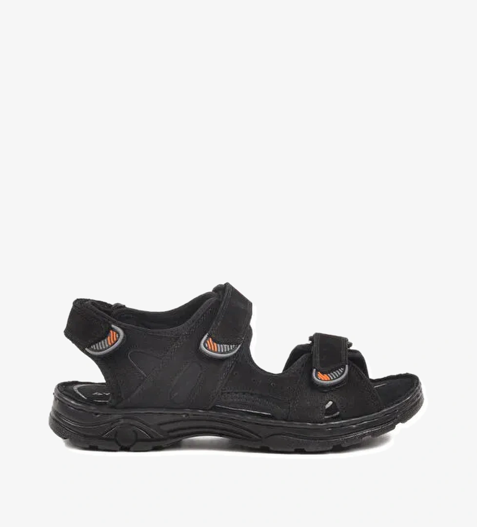 Siyah Nubuk Erkek Çocuk Cırtlı Spor Sandalet 1305 G