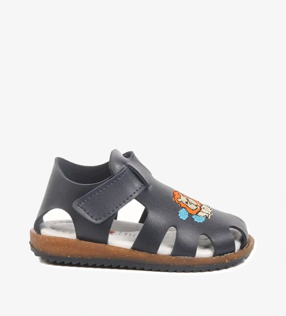 Ayakmod Beyaz Lacivert Cırtlı Hafif Unisex Çocuk Sandalet 17373 B model görseli