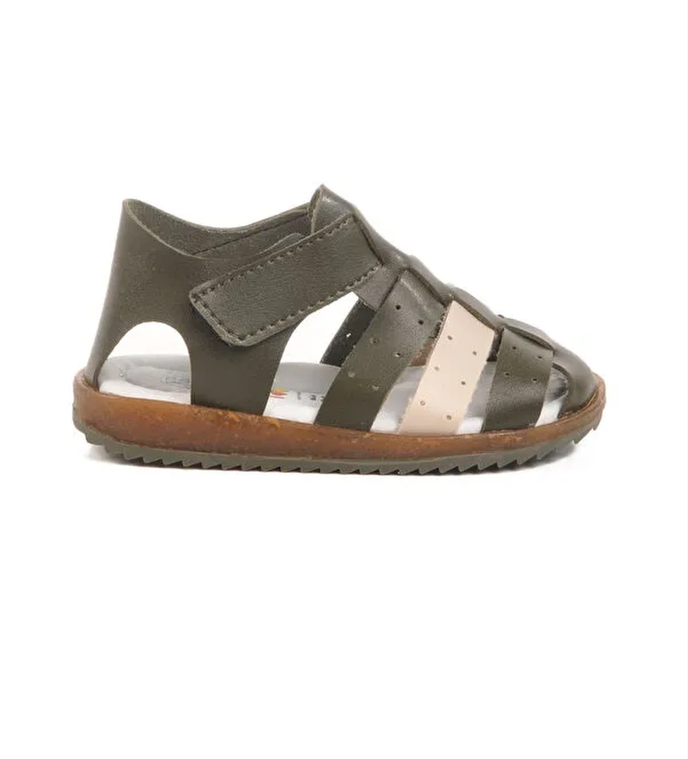 Haki Bej Cırtlı Hafif Unisex Çocuk Sandalet 17370 B