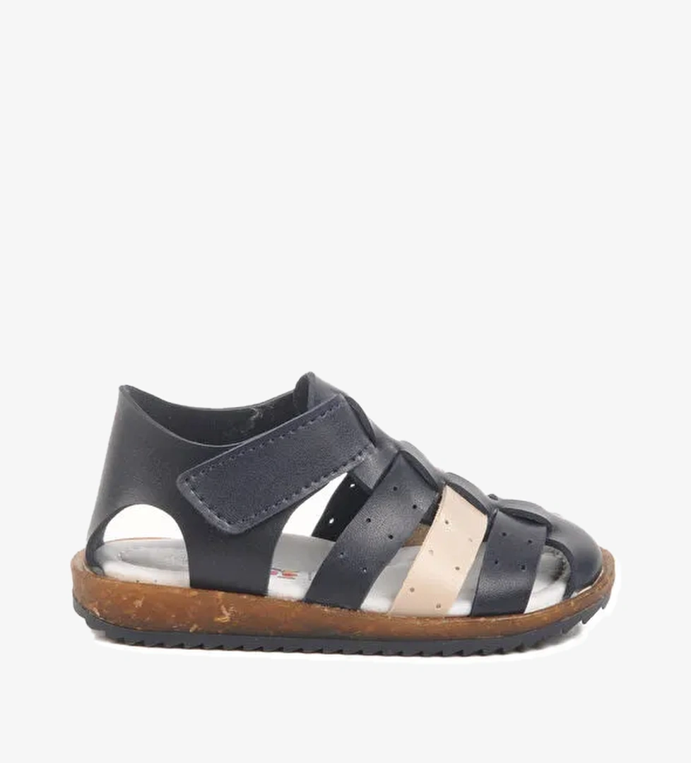 Lacivert Bej Cırtlı Hafif Unisex Çocuk Sandalet 17370 B