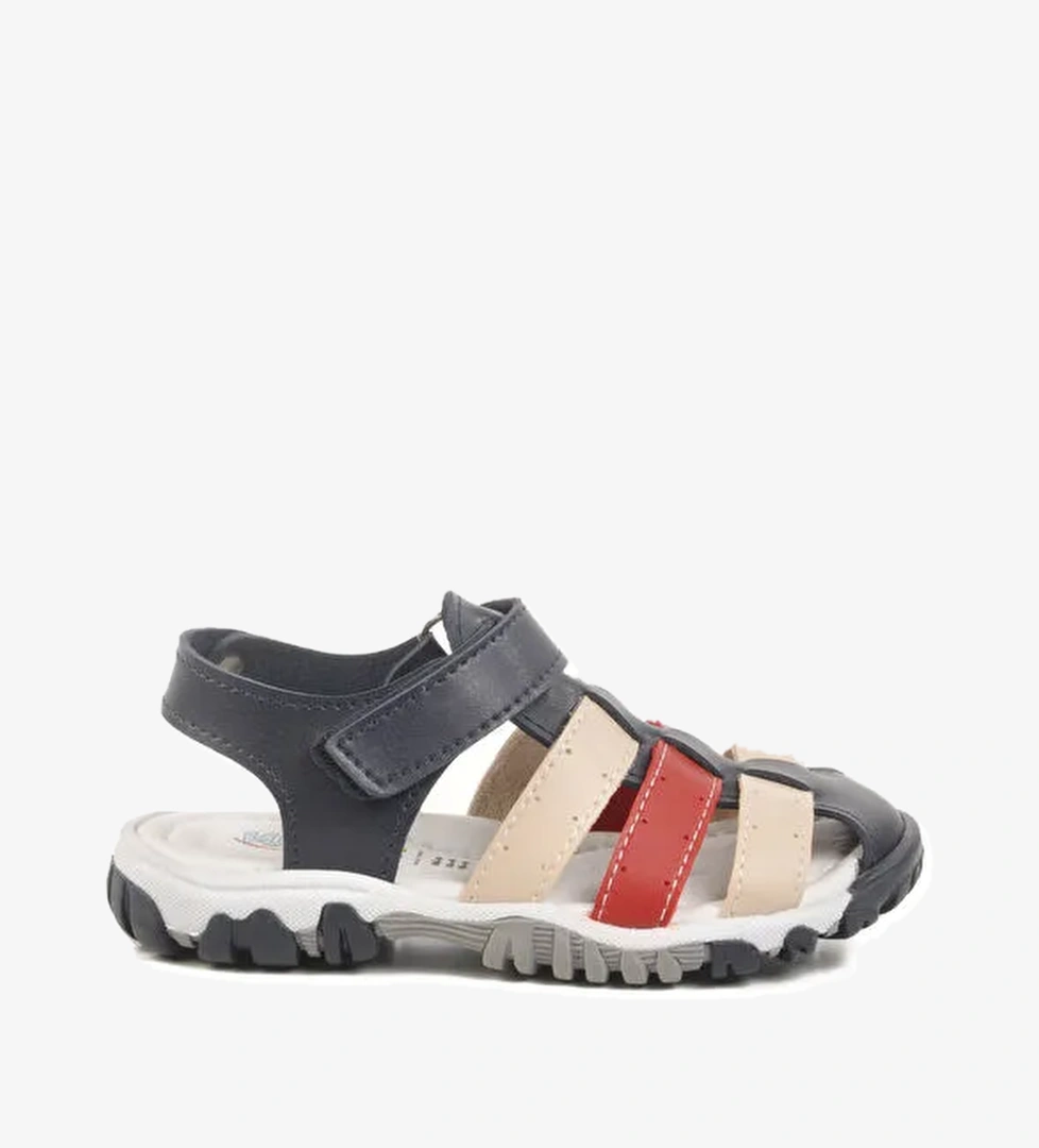 Ayakmod Lacivert Kırmızı Turuncu Cırtlı Erkek Çocuk Spor Sandalet 173101 P model görseli