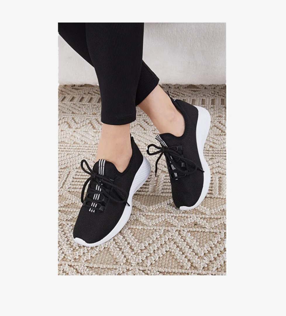 Kadın Siyah Beyaz Spor Ayakkabı - 27070 - Görsel 1