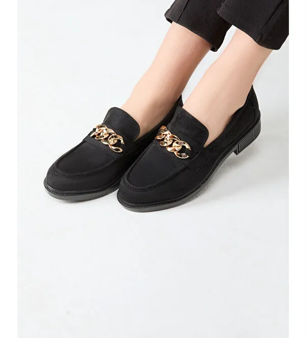 Tofisa Kadın Siyah Süet Ayakkabı - 27081 model görseli