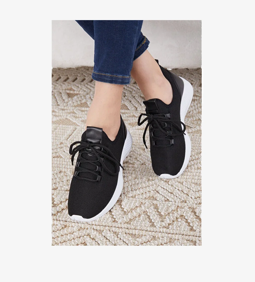 Kadın Siyah Beyaz Spor Ayakkabı - 27071 - Görsel 1