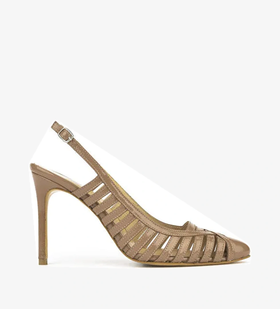 Kadın Hakiki Deri Topuklu Ayakkabı 1511030Z2532 Koyu Bej