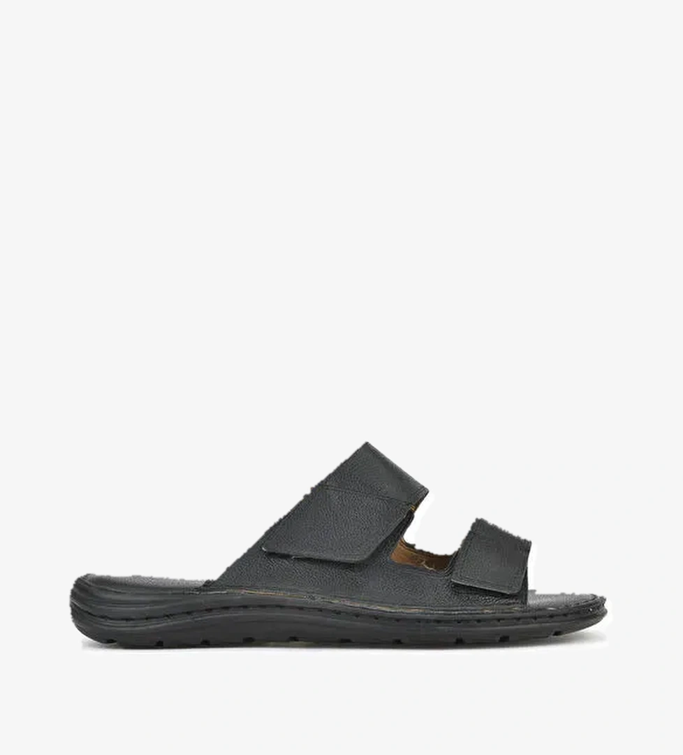 Erkek Hakiki Deri Konfor Terlik 1511052Z0315 Siyah - Görsel 1