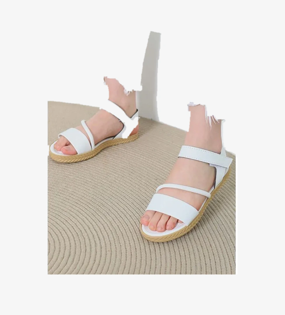 Kadın Beyaz Çapraz Detaylı Sandalet - 27111