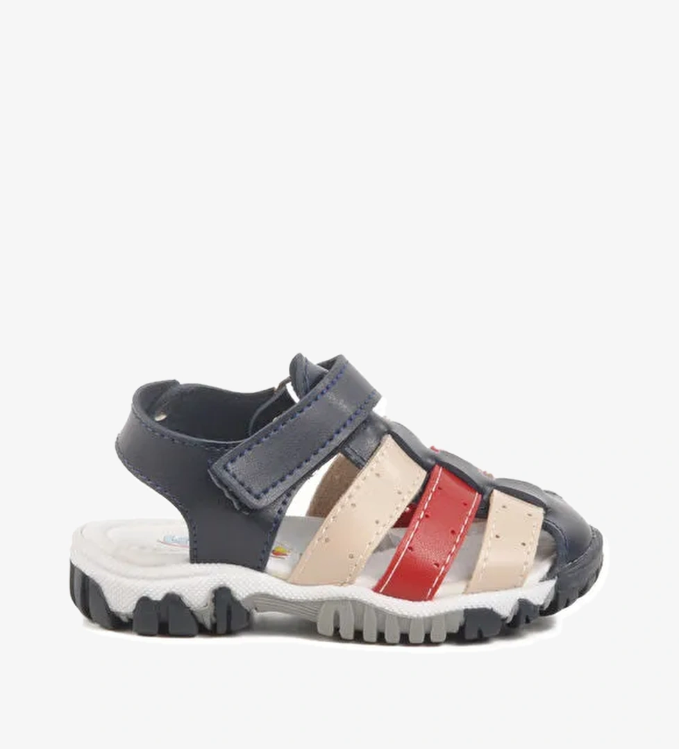 Lacivert Kırmızı Cırtlı Hafif Unisex Çocuk Sandalet 173101 B - Görsel 1